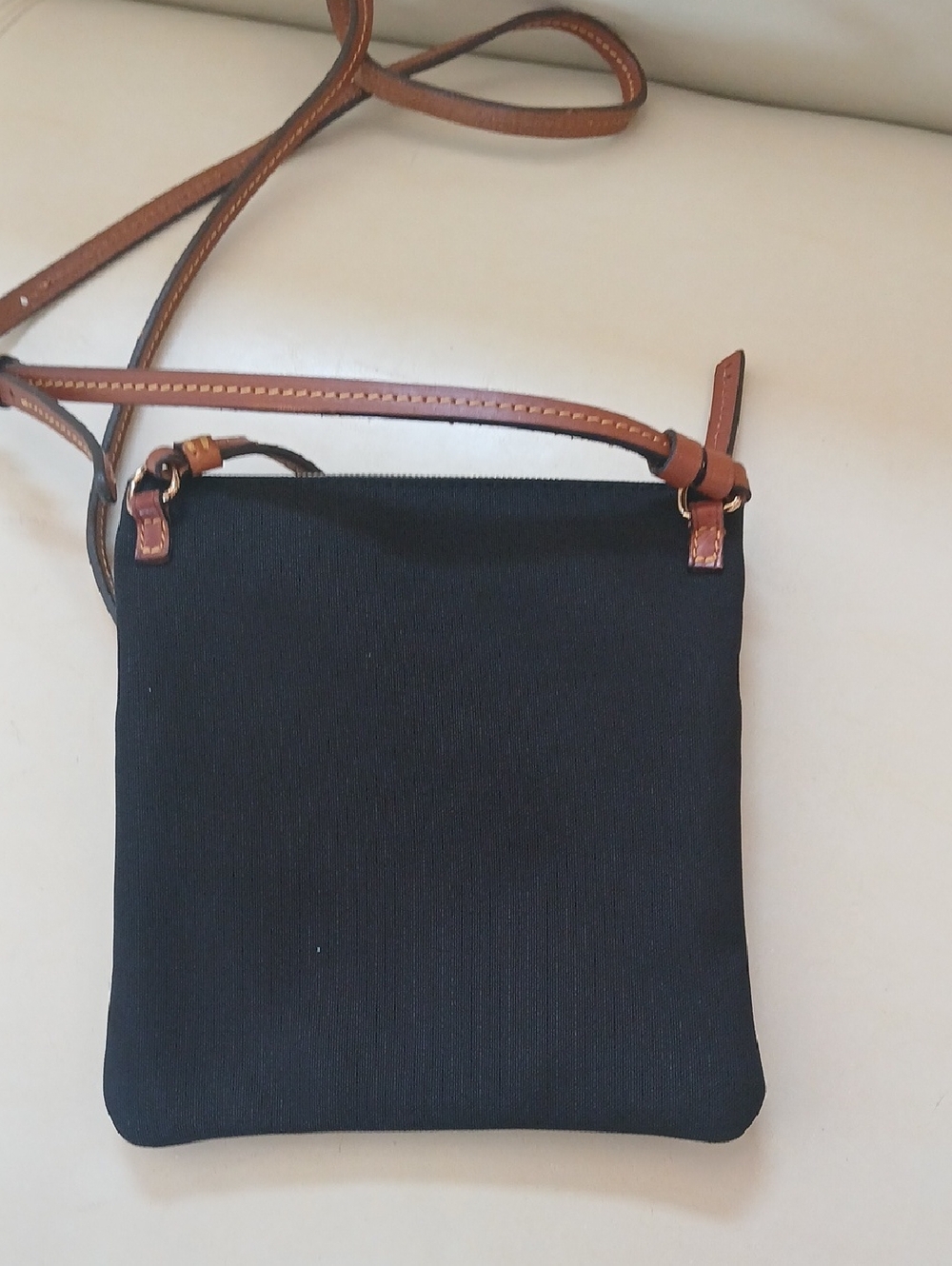 Dooney & Bourke Canvas Nylon Black Crossbody with Brown Trim and Gold Hardware - Picture 3 of 6